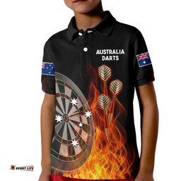 Australia Darts Fire Burning Black Style Kid Polo Shirt