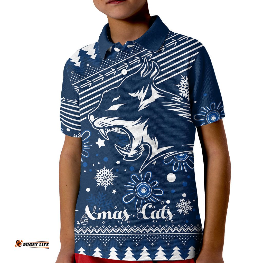 Custom Geelong Cats Football Kid Polo Shirt Christmas Vibe-
