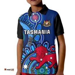 Custom Personalised Tasmania State Polo Shirt KID Australian Indigenous Art