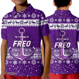 Fremantle Dockers Polo Shirt KID Freo Christmas Simple Style - White