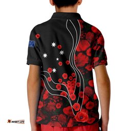 Anzac Lest We Forget Polo Shirts Kid - Poppy Flowers
