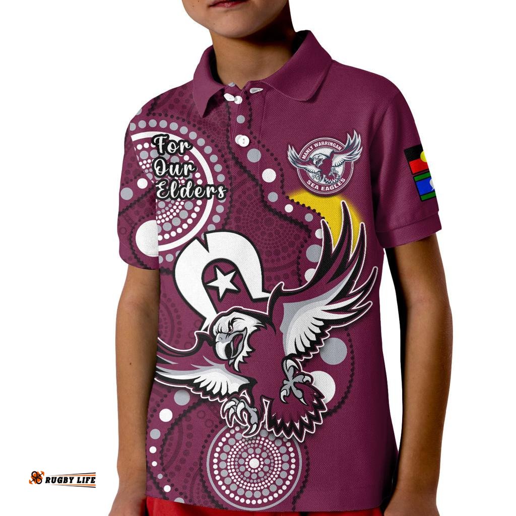 Sea Eagles Rugby NAIDOCPolo Shirt KID Indigenous For Our Elders