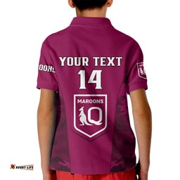 Personalised QLD Rugby Kid Polo Shirt Go Maroons Camouflage Sporty Style