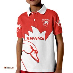 Personalised Sydney Swans Football Kid Polo Shirt Go Swannies Sporty Style