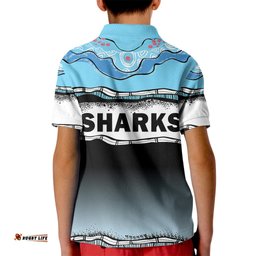 Custom Text And Number Cronulla-Sutherland Sharks Rugby Kid Polo Shirt Simple Style