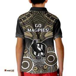 Collingwood Football Kid Polo Shirt Go Magpies Aboriginal Mix Polynesian Pattern