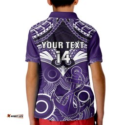 Personalised Dockers Football Kid Polo Shirt Fremantle Aboriginal Mix Polynesian Pattern