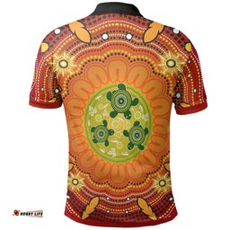Custom Text Aboriginal Kid Polo Shirt - Turtle Circle Dot Painting Art