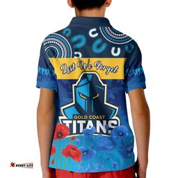 Titans AnzacPolo Shirt KID Gold Coast Aboriginal Lest We Forget