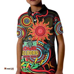Suns Football Aboriginal Art Kid Polo Shirt NAIDOC Indigenous Tribal
