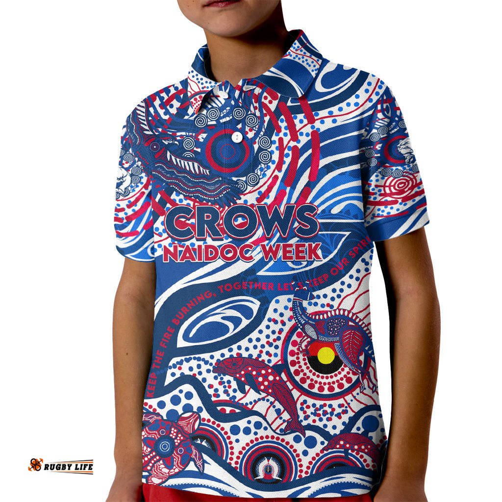Custom NAIDOC Week 2024 Bulldogs Kid Polo Shirt Aboriginal Animals Keep The Fire Burning