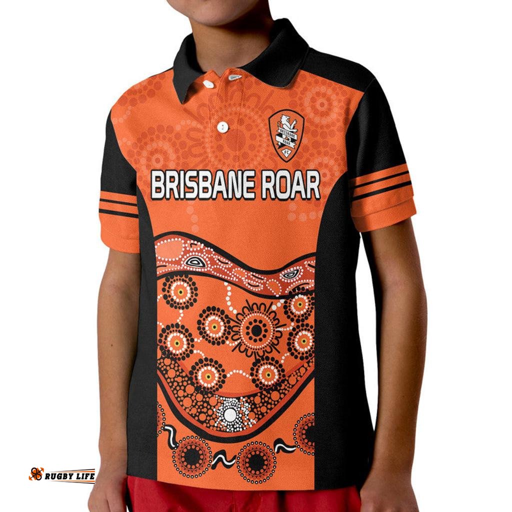 Custom Personalised Brisbane Roar Soccer Kid Polo Shirt Aboriginal