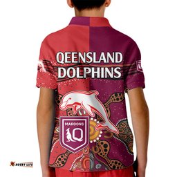 NRL Dolphins Combine Queensland Origin Kid Polo Shirt Aboriginal-