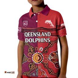 NRL Dolphins Combine Queensland Origin Kid Polo Shirt Aboriginal-