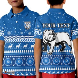 Custom Personalised Bulldogs Polo Shirt KID Christmas Canterbury Bankstown