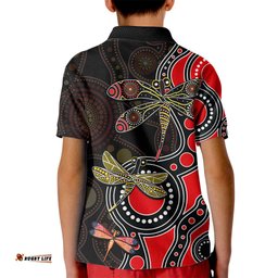 Aboriginal Dragonfly Kid Polo Shirt Red Style