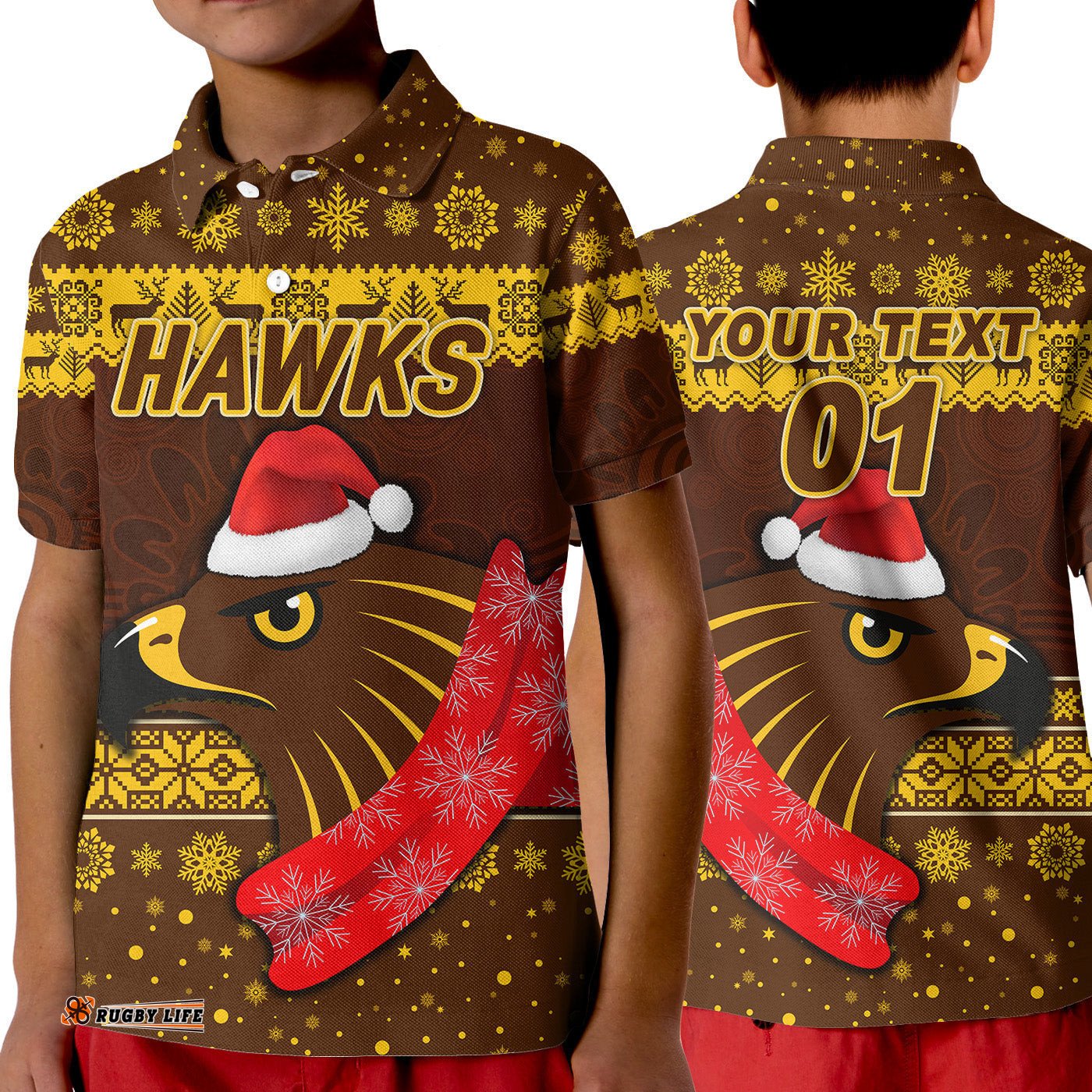 Custom Personalised Hawthorn Hawks Polo Shirt KID Christmas Simple Style