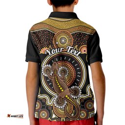 Personalised Australian Astrology Kid Polo Shirt Aboriginal Goanna Zodiac Sign