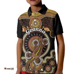 Personalised Australian Astrology Kid Polo Shirt Aboriginal Goanna Zodiac Sign