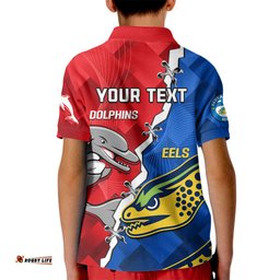 Dolphins Mix Eels Rugby Kid Polo Shirt Sporty Style