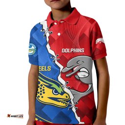 Dolphins Mix Eels Rugby Kid Polo Shirt Sporty Style