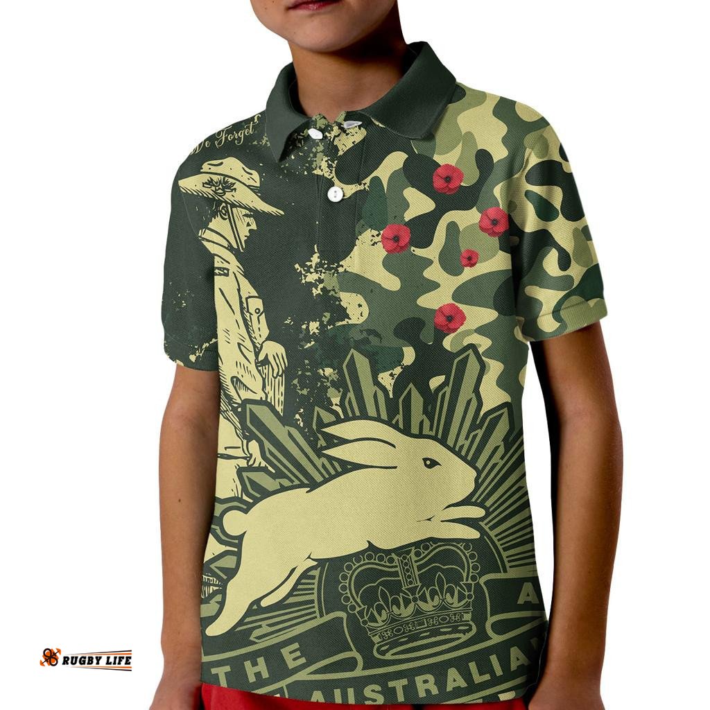 NRL ANZACRabbitohs Kid Polo Shirt Camouflage