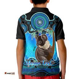 Personalised Australia Cancer Koala Zodiac Kid Polo Shirt Auz Astrology Aboriginal - Aqua