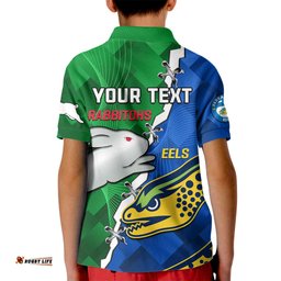 Custom Personalised Rabbitohs Mix Eels Rugby Kid Polo Shirt Souths And Parra Sporty Style