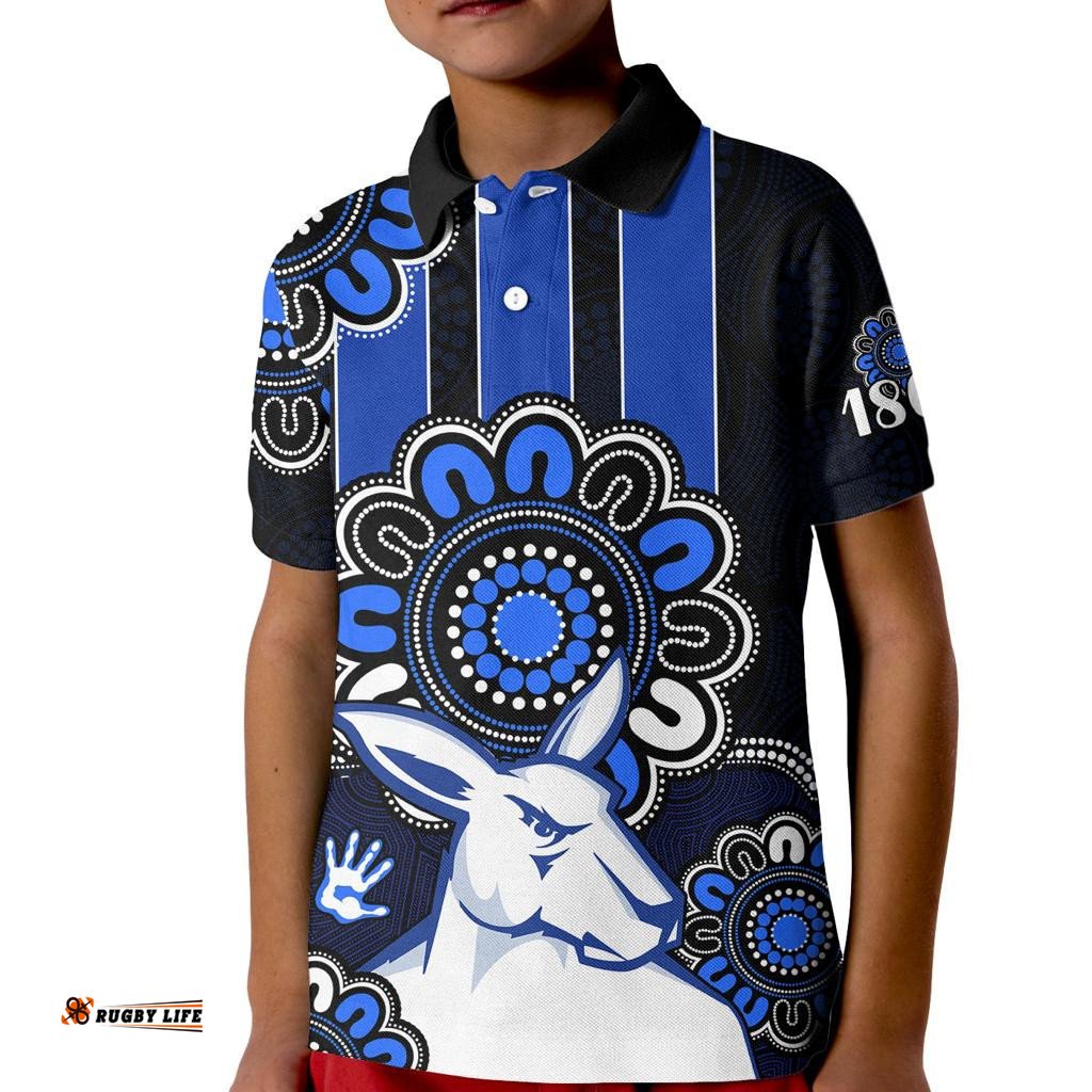 Custom Personalised AFL North Melbourne Kangaroos 1869 Aboriginal Kid Polo Shirt