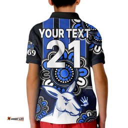 Custom Personalised AFL North Melbourne Kangaroos 1869 Aboriginal Kid Polo Shirt