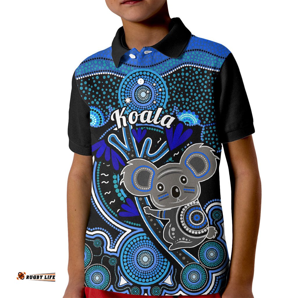 Personalised Australian Astrology Kid Polo Shirt Aboriginal Koala Zodiac Sign