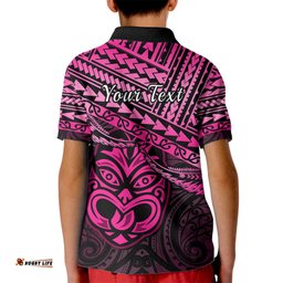 Personalised Matariki New Zealand Kid Polo Shirt Maori New Year Tiki Pink Version