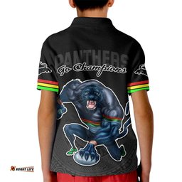 Panthers PremierKid Polo Shirt Mascot with NRL Trophy Black Version