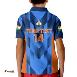 Personalised India Cricket Kid Polo Shirt Men In BlueGo Champions World Cup