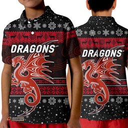 St. George Illawarra Dragons Polo Shirt KID Christmas Simple Style - Black