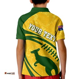 Personalised Aussie Wallabies Kid Polo Shirt Rugby World Cup Sporty Dynamic
