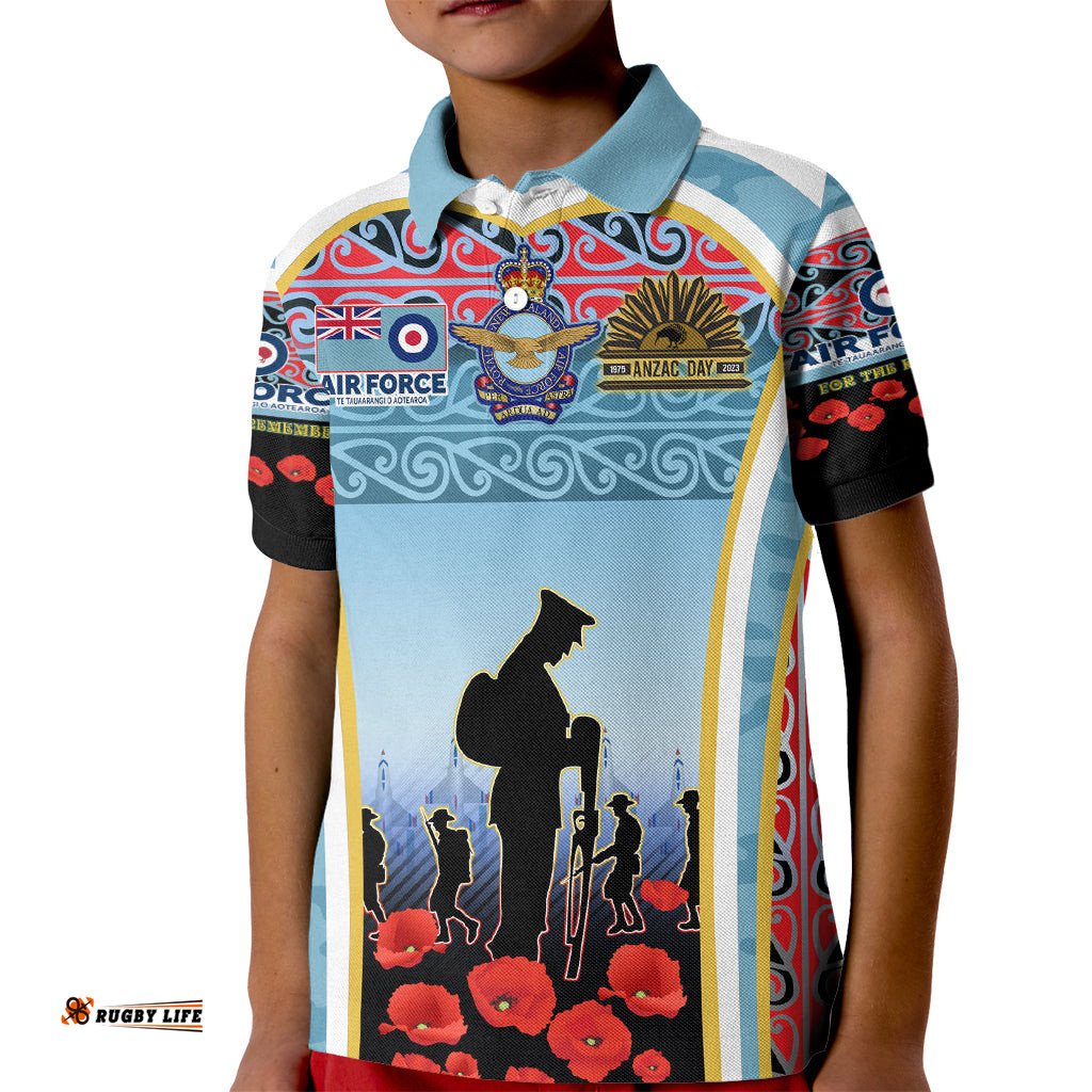 Royal New Zealand Air Force ANZAC Day Kid Polo Shirt Te Tauaarangi o Aotearoa
