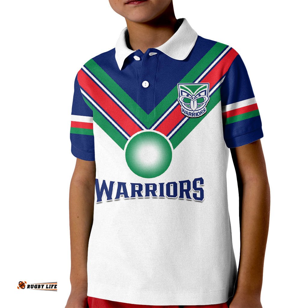 Warriors Rugby Kid Polo Shirt New Zealand Sporty White Style