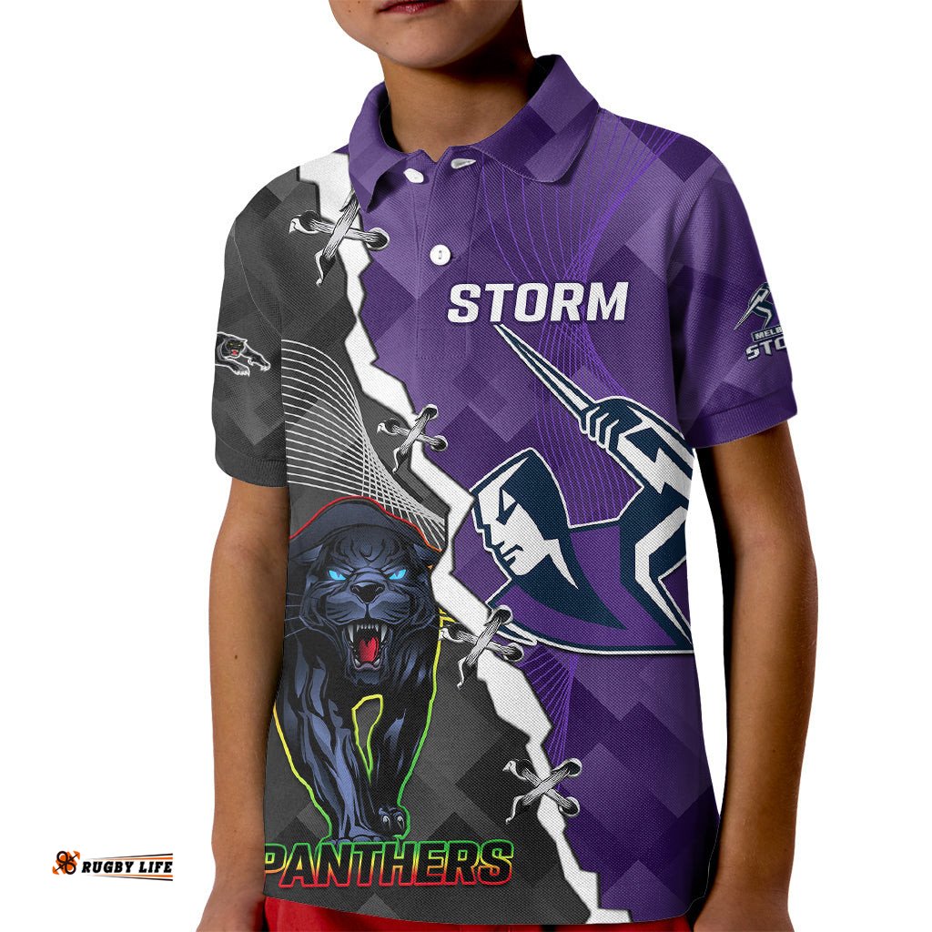 Personalised Storm And Panthers Rugby Kid Polo ShirtSporty Style