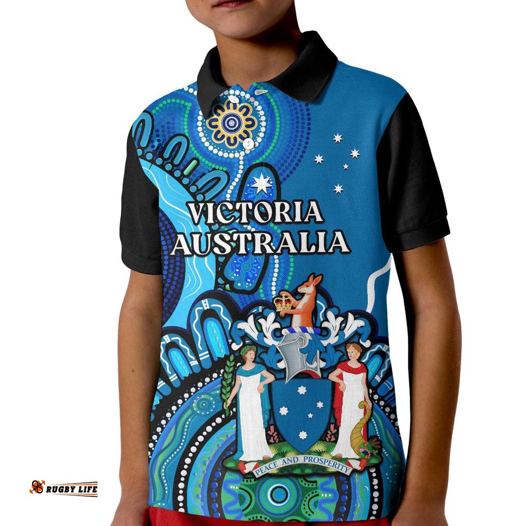 Victoria State Polo Shirt KID Australian Indigenous Art
