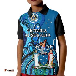 Victoria State Polo Shirt KID Australian Indigenous Art
