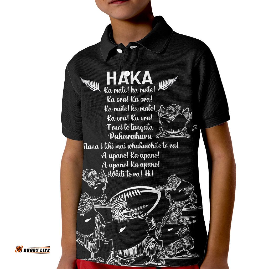 New Zealand Silver Fern Rugby Kid Polo Shirt Haka Aotearoa Kiwi Dance