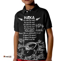 New Zealand Silver Fern Rugby Kid Polo Shirt Haka Aotearoa Kiwi Dance