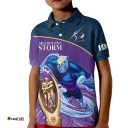 Storm Rugby Kid Polo Shirt Go ChampionsMascot With Polynesian Indigenous Art