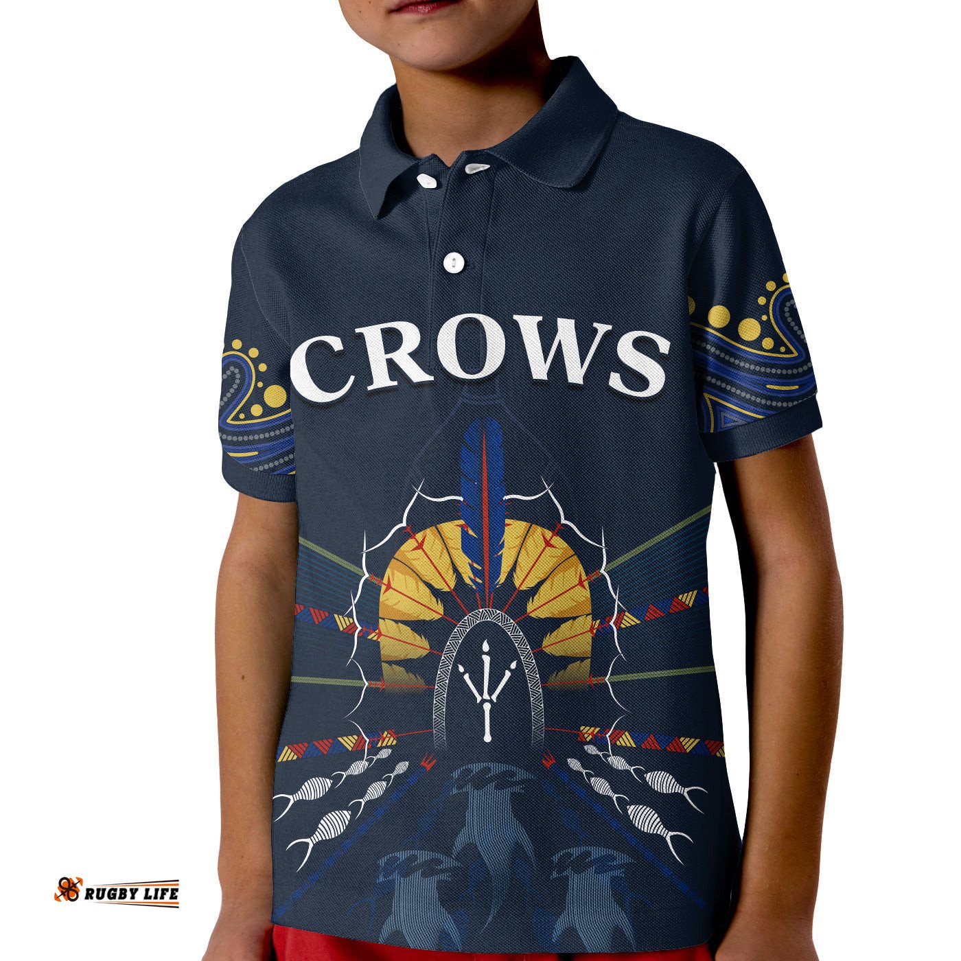 The Crows Indigenous Polo Shirt KID Adelaide Football