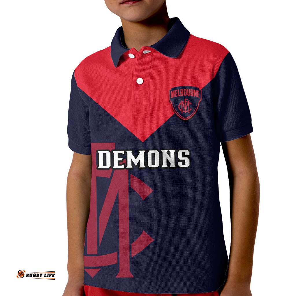 Personalised Melbourne FootballKid Polo Shirt Go Demons Sporty Style