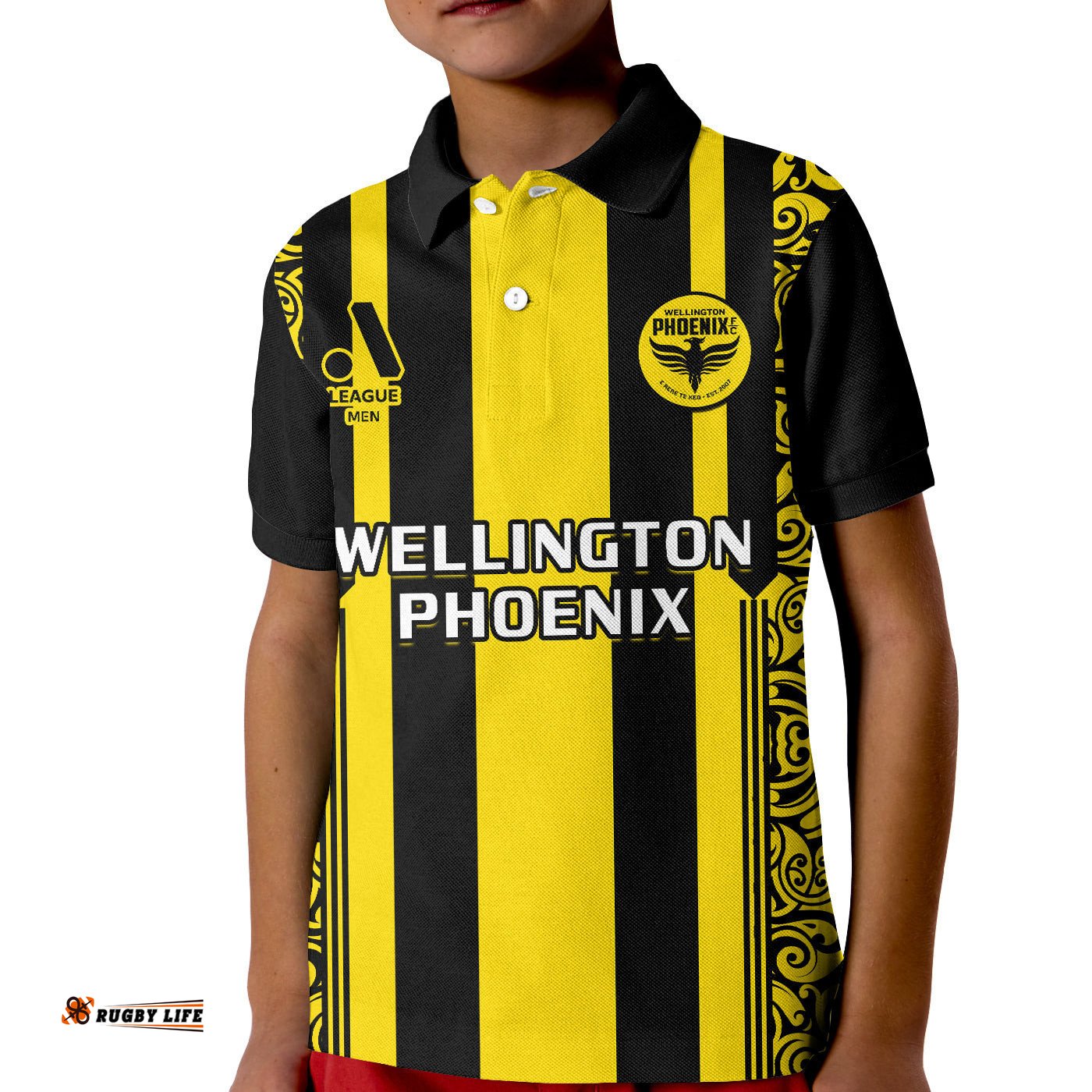 Wellington Phoenix Football Polo Shirt KID A League Men The Nix 2007 Aotearoa Maori