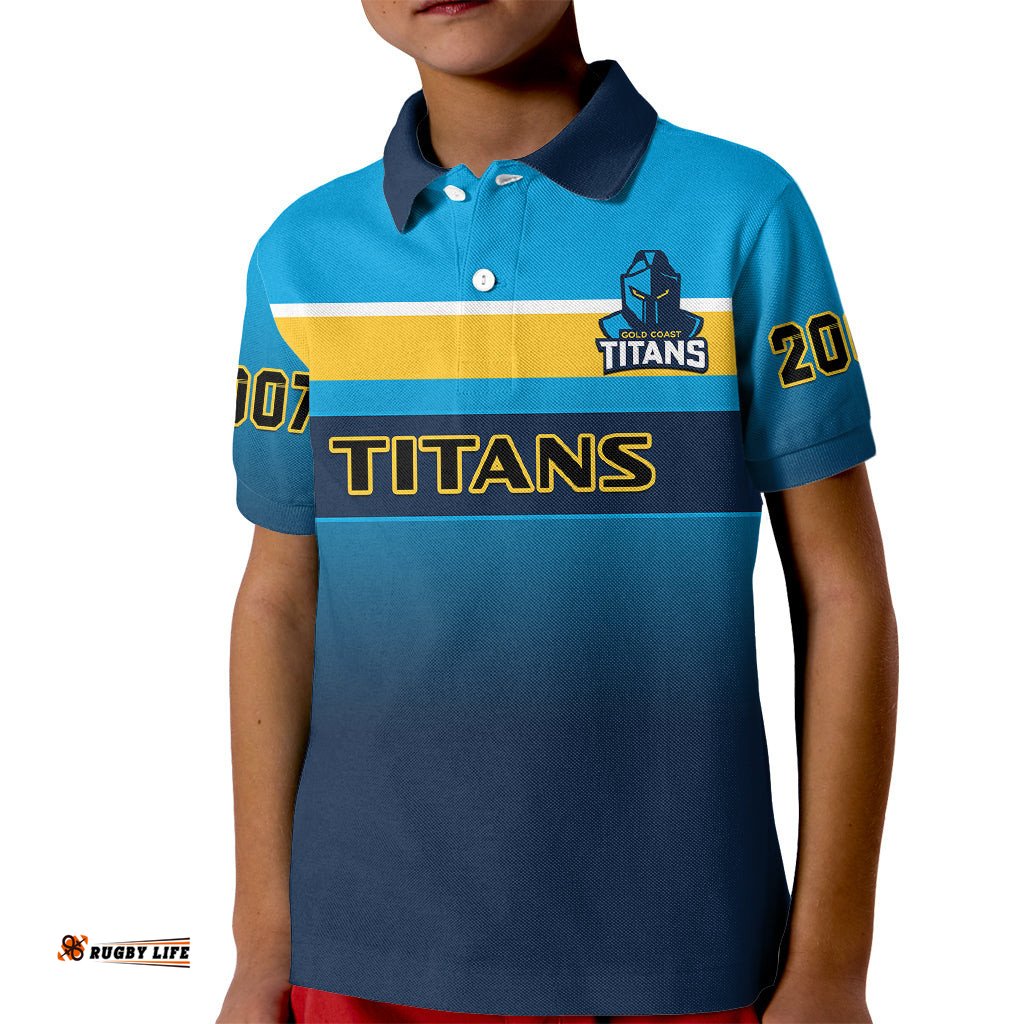 Personalised Titans Rugby Kid Polo Shirt Gold Coast 2007 Sporty Style