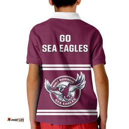 Sea Eagles Rugby Kid Polo Shirt Manly Warringah Maroon Sporty Style
