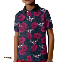 Sea Eagles Rugby Kid Polo Shirt Polynesian Style With Hibiscus
